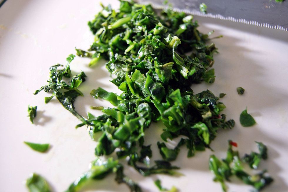 Meanwhile, chop up green stuff.