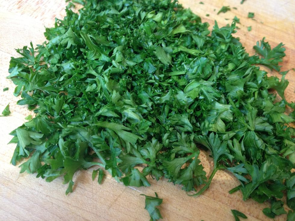 Meanwhile, chop up some fresh parsley.