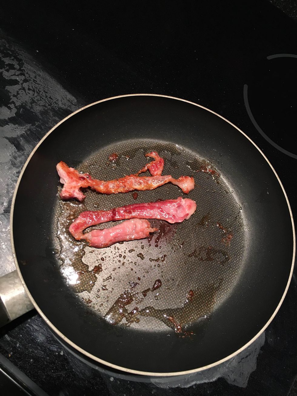 Meanwhile, cook bacon until crisp. Dice into small chunks.