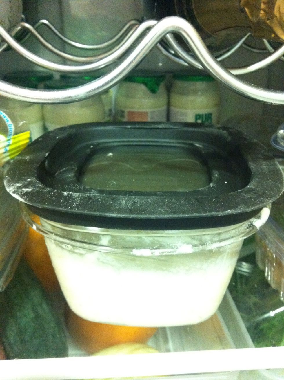 {meanwhile} Cover the bowl and place it in the fridge, this is next week's starter