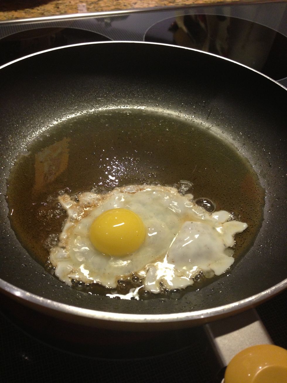 meanwhile crack the egg and wait to fry (i used butter and oil)