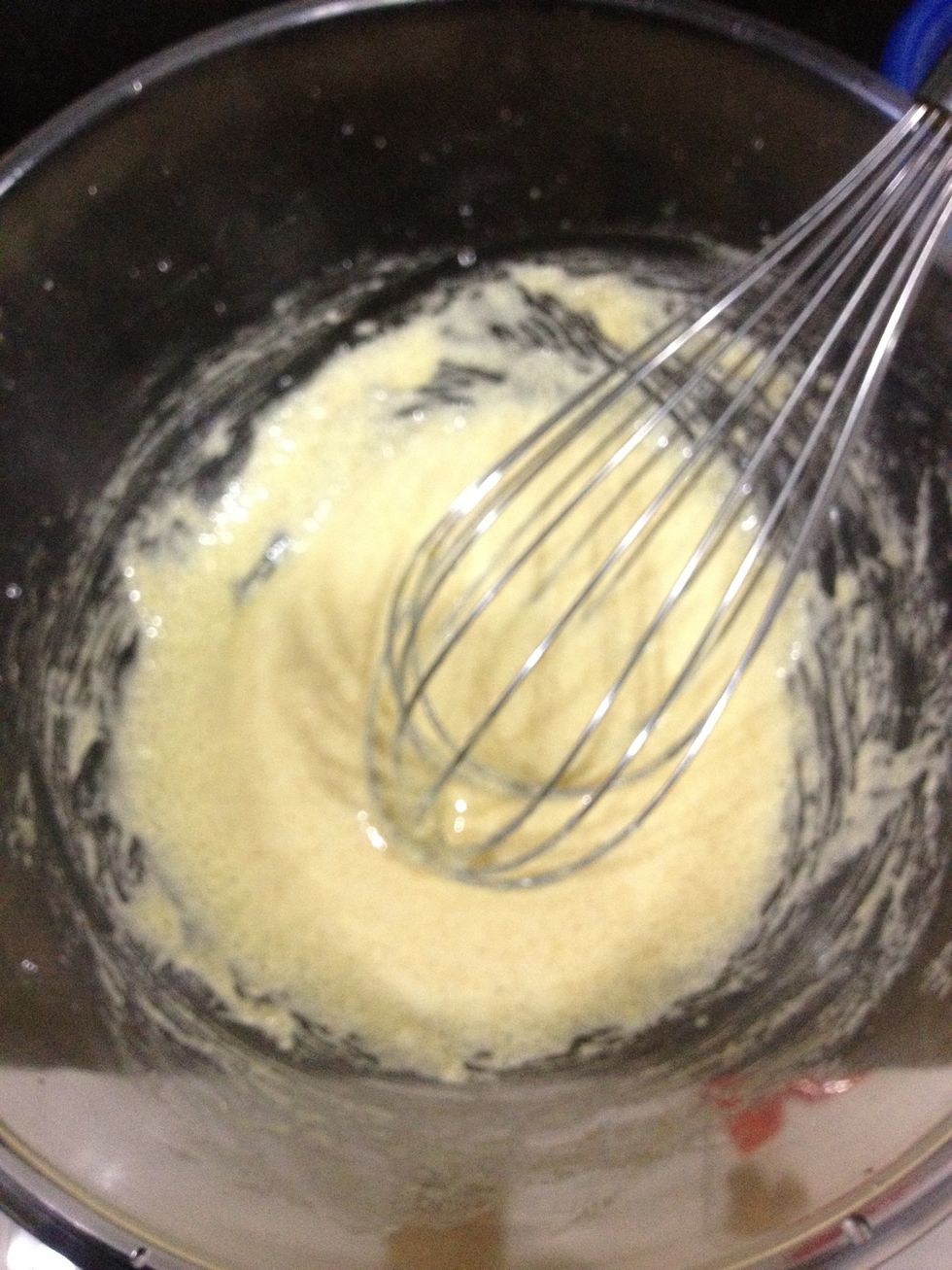 Meanwhile, cream together egg yolks and sugar until super thick and pale.