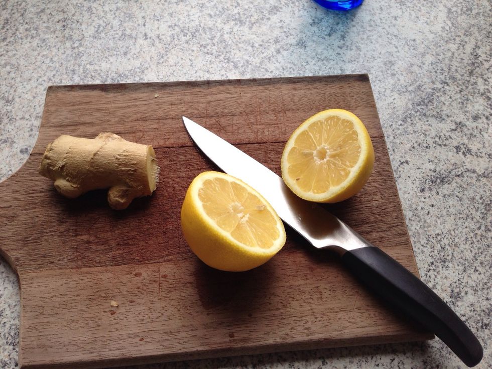 meanwhile cut the lemon in two pieces...