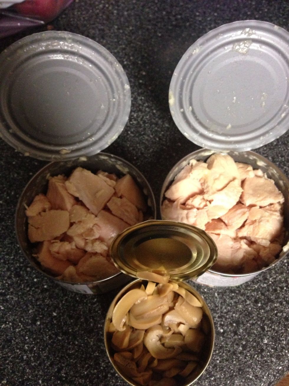Meanwhile, drain chicken & mushrooms