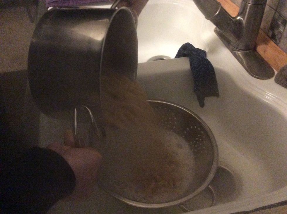 Meanwhile drain pasta once soft