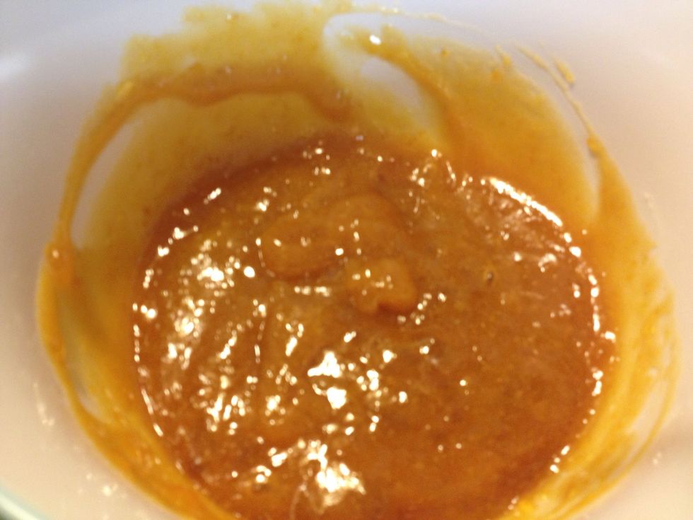 Meanwhile, empty your jam/jelly in a big bowl; beat until liquified yet thick. I used apricot jam.