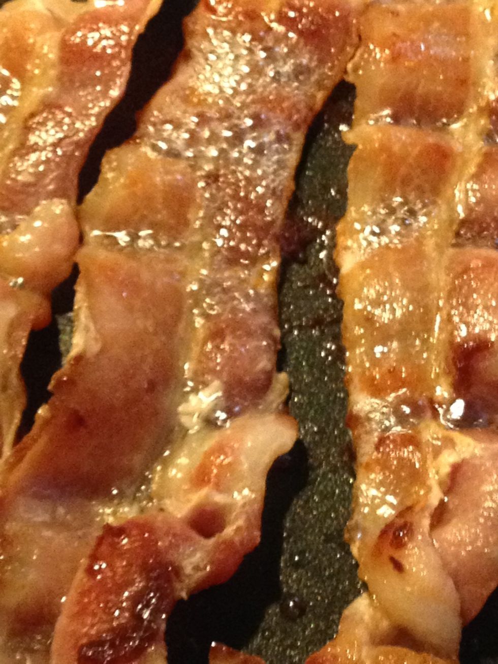 Meanwhile, fry 6 strips of bacon, drain and blot dry.