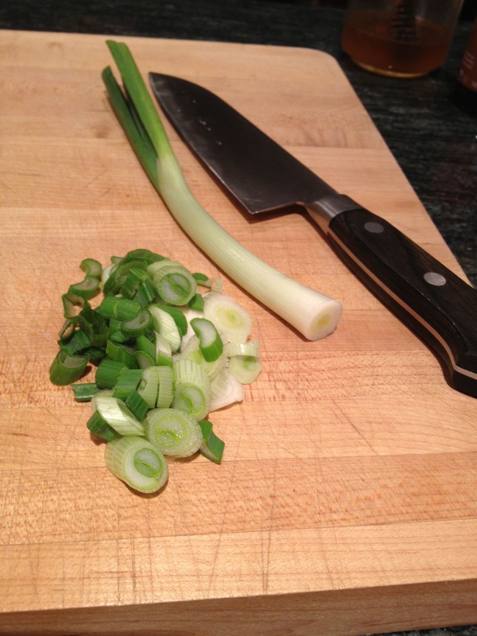 Meanwhile, make some rice and chop a couple scallions.