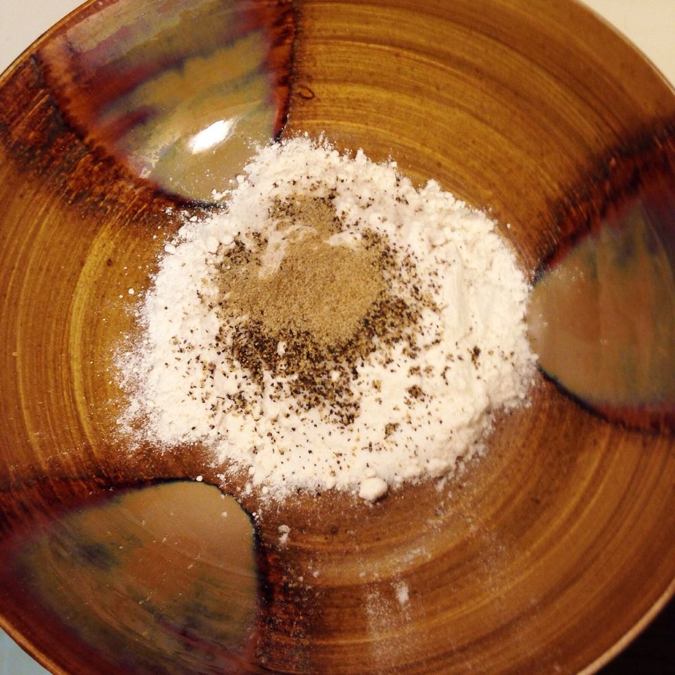 Meanwhile, measure out your flour, salt, black pepper, and celery salt. Set aside for now.