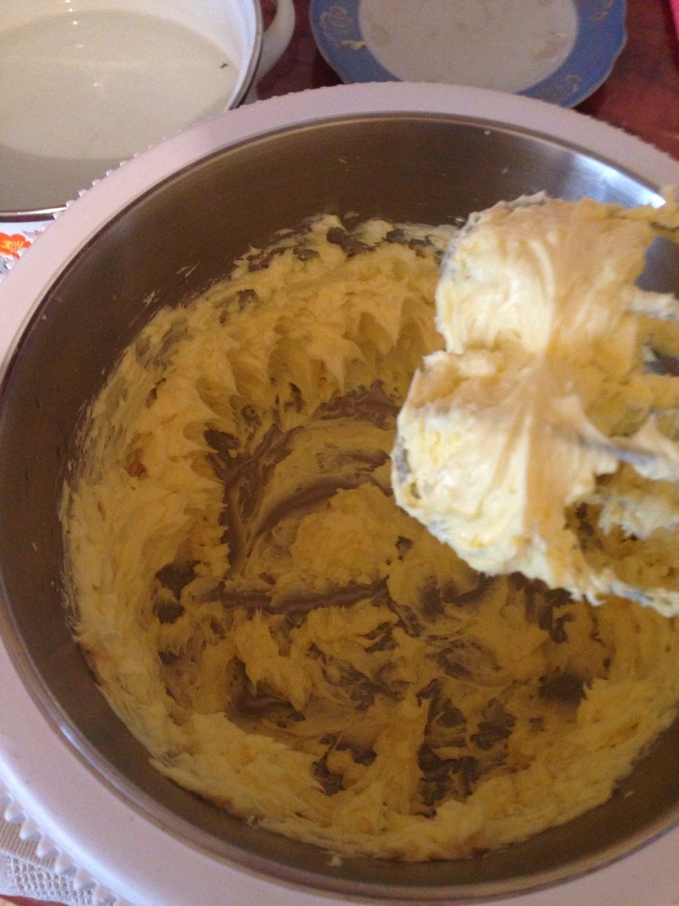 Meanwhile mix room temp butter until pale