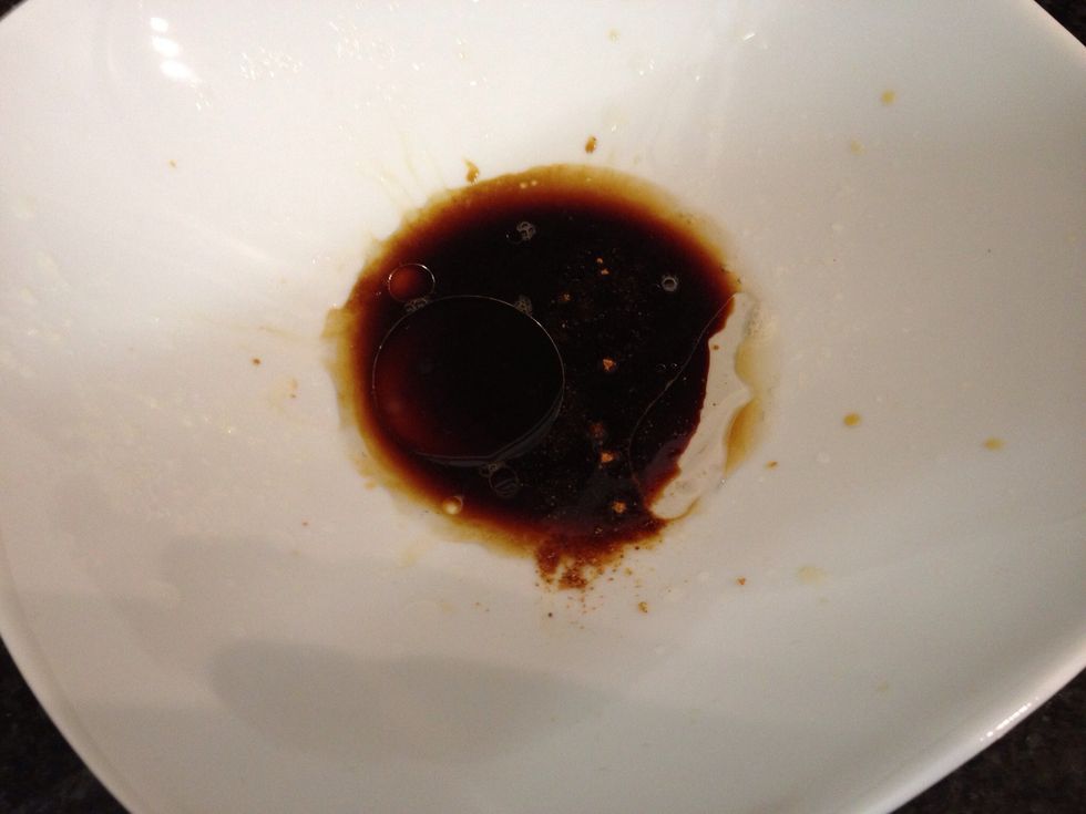 Meanwhile mix up a dressing of 2 tsp soy sauce, 1 tsp sesame oil and a squeeze of lime juice. Add a pinch of chilli powder if you'd like a bit of a kick. Toss the cooked hot veg in the dressing