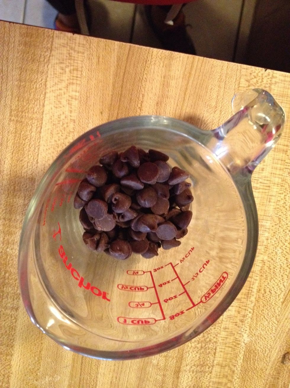 Meanwhile, place chocolate chips in microwaveable cup