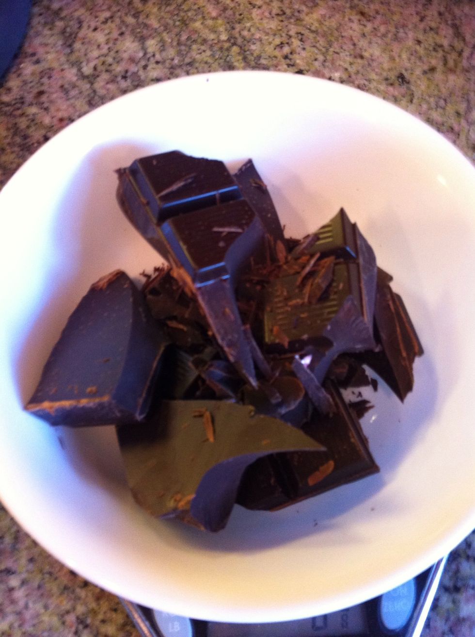 Meanwhile, prepare chocolate ganache by chopping the chocolate into small chunks.