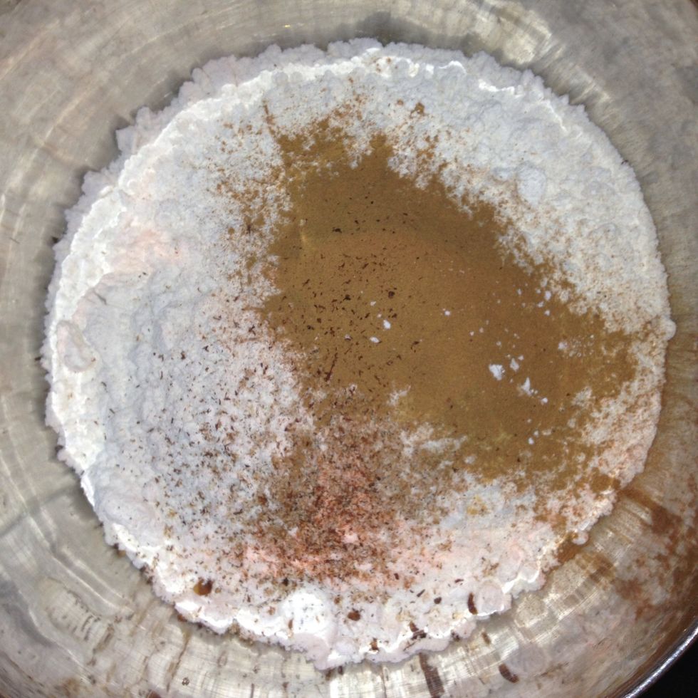 Meanwhile, sift dry ingredients together in a separate bowl.