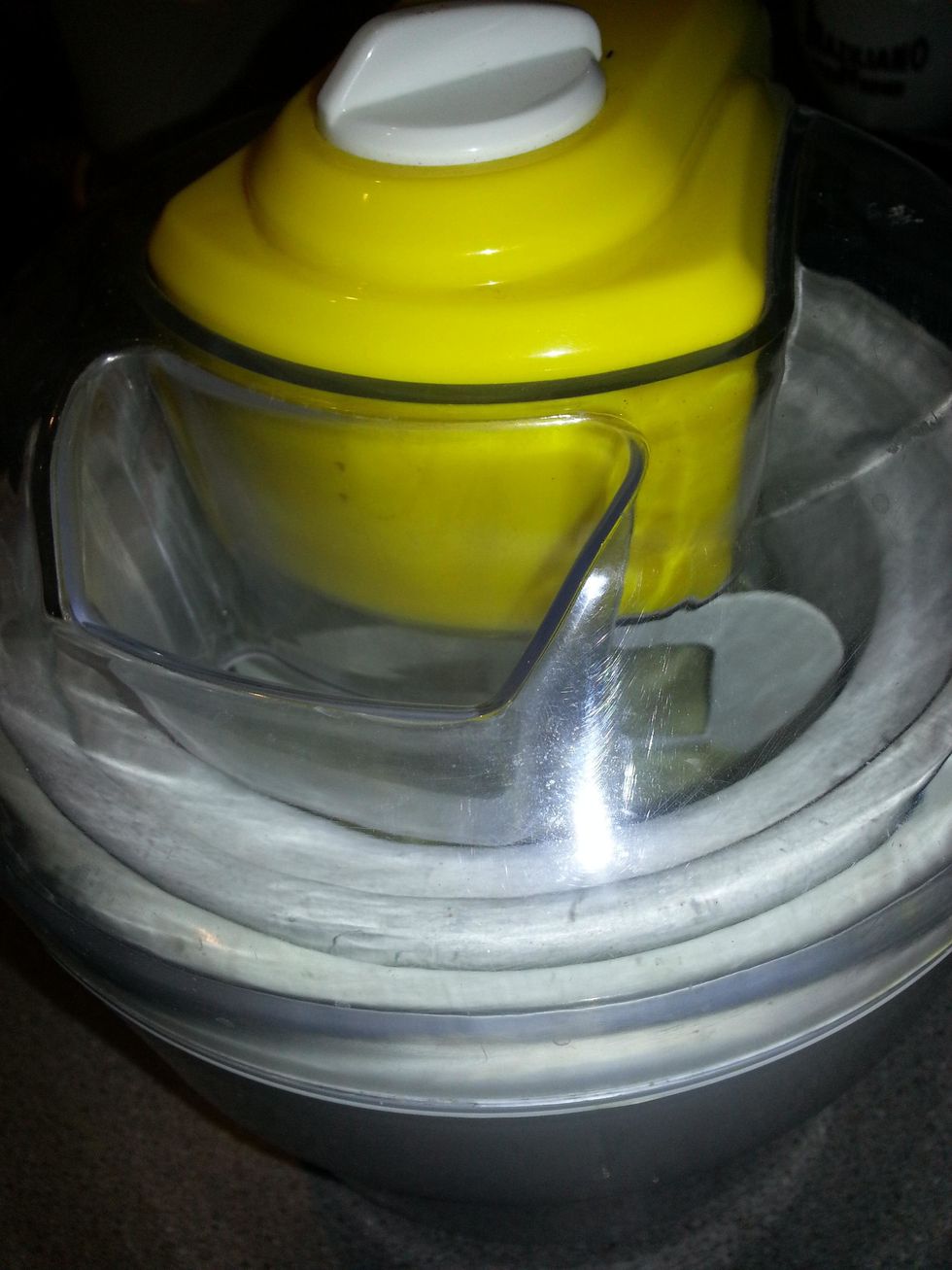 Meanwhile soak the chia seeds in the reserve liquid. Now get ready the ice cream maker and slowly pour in the avocado mixture and churn.