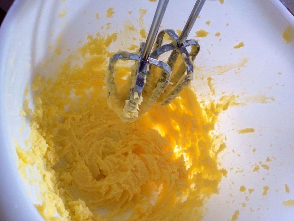 Meanwhile, use electric beaters to beat the butter and caster sugar in a bowl until pale and creamy. Beat in the egg and vanilla. Sift the combined flour over the mixture and stir until combined.