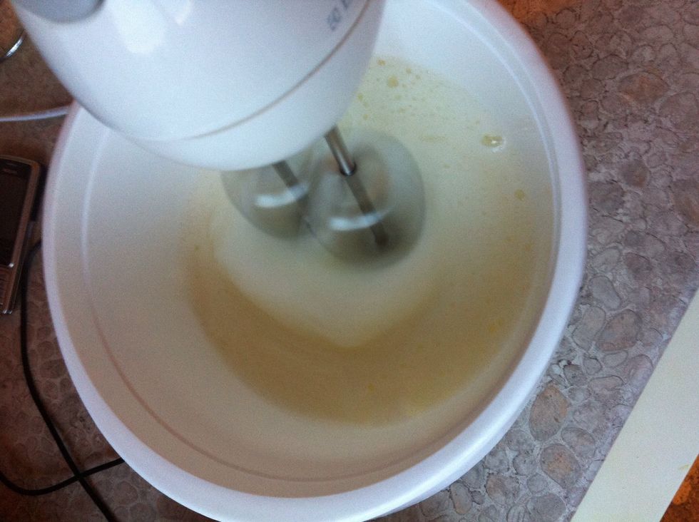 Meanwhile whisk the egg whites until they are stiff but not dry (add a dash of salt so egg whites will be thicker).