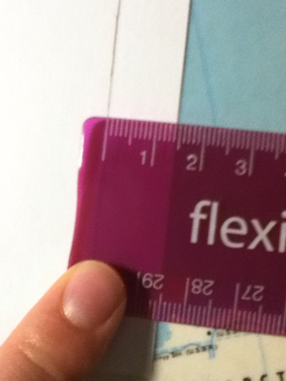 Measure 1 1/2cm off the long side of the paper, and draw a line... If you know what I mean