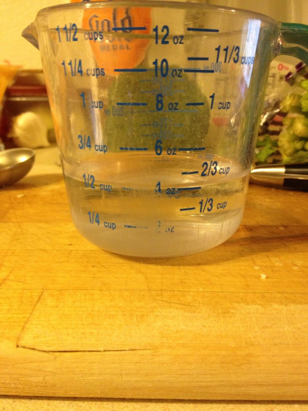 Measure 1/2 cup water and set aside.