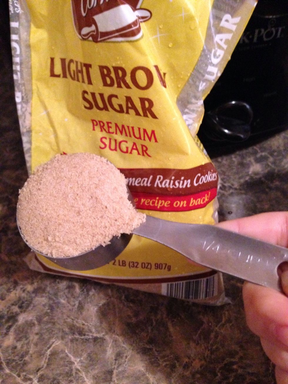 Measure 1/4 cup of brown sugar.