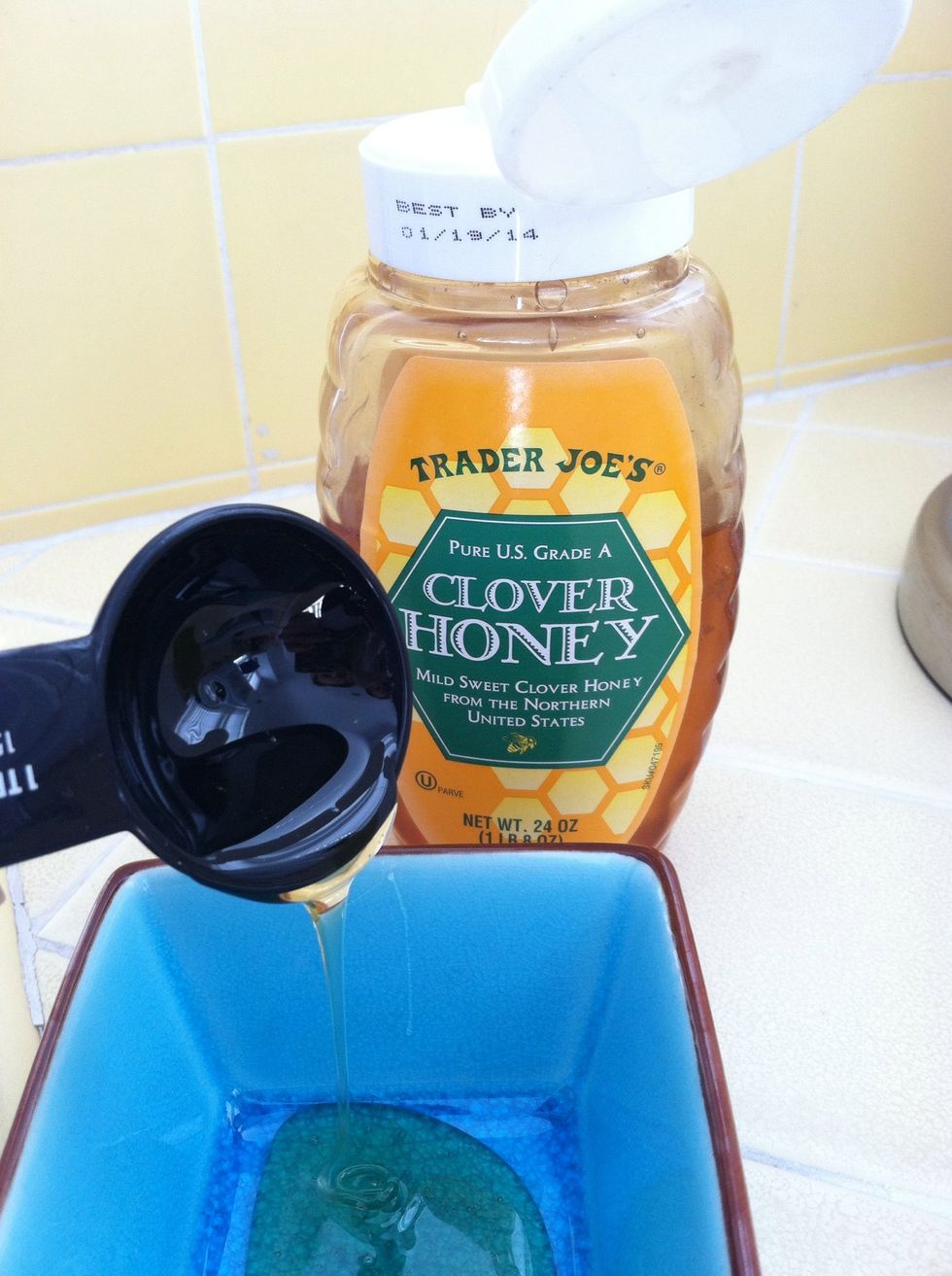 Measure 1 tablespoon honey into a small bowl.