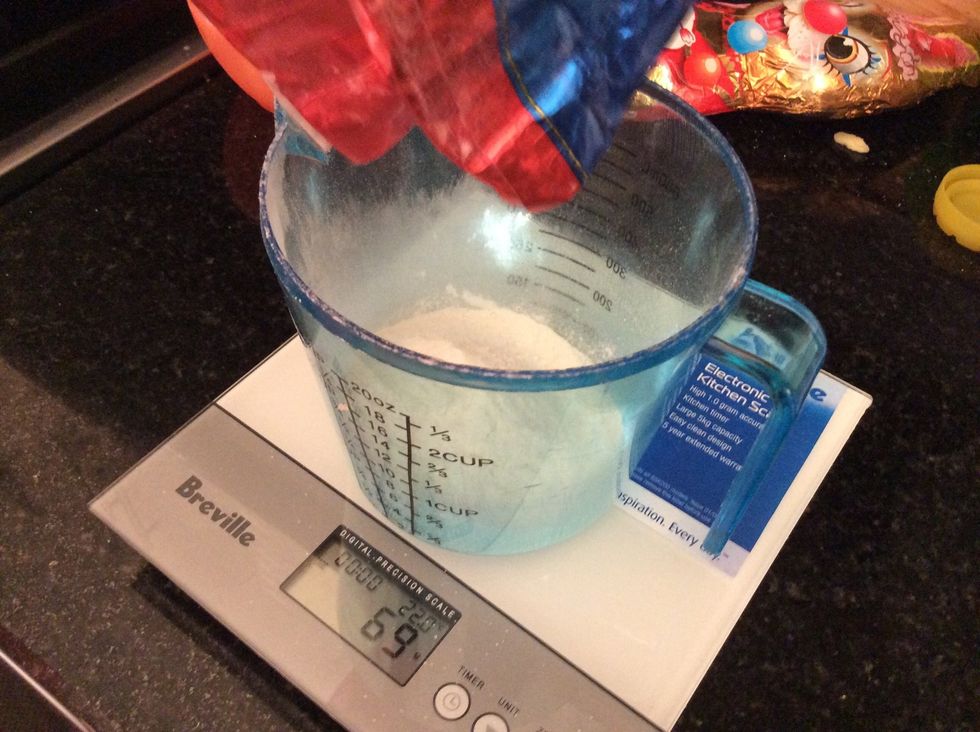 Measure 225g of self raising flour
