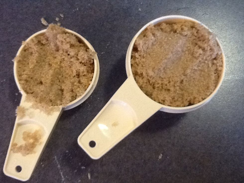 Measure 3/4 cup of brown sugar, and add to mixture.