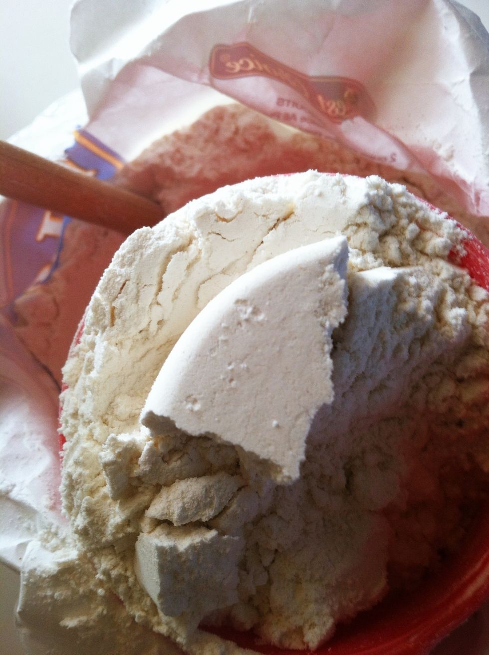 Measure 3 cups of flour and remove 2 tablespoons. Use cups that fit one Into the other. Use a smaller one to dip into the flour and pour into larger cup. Add the larger amount to the crumbs.