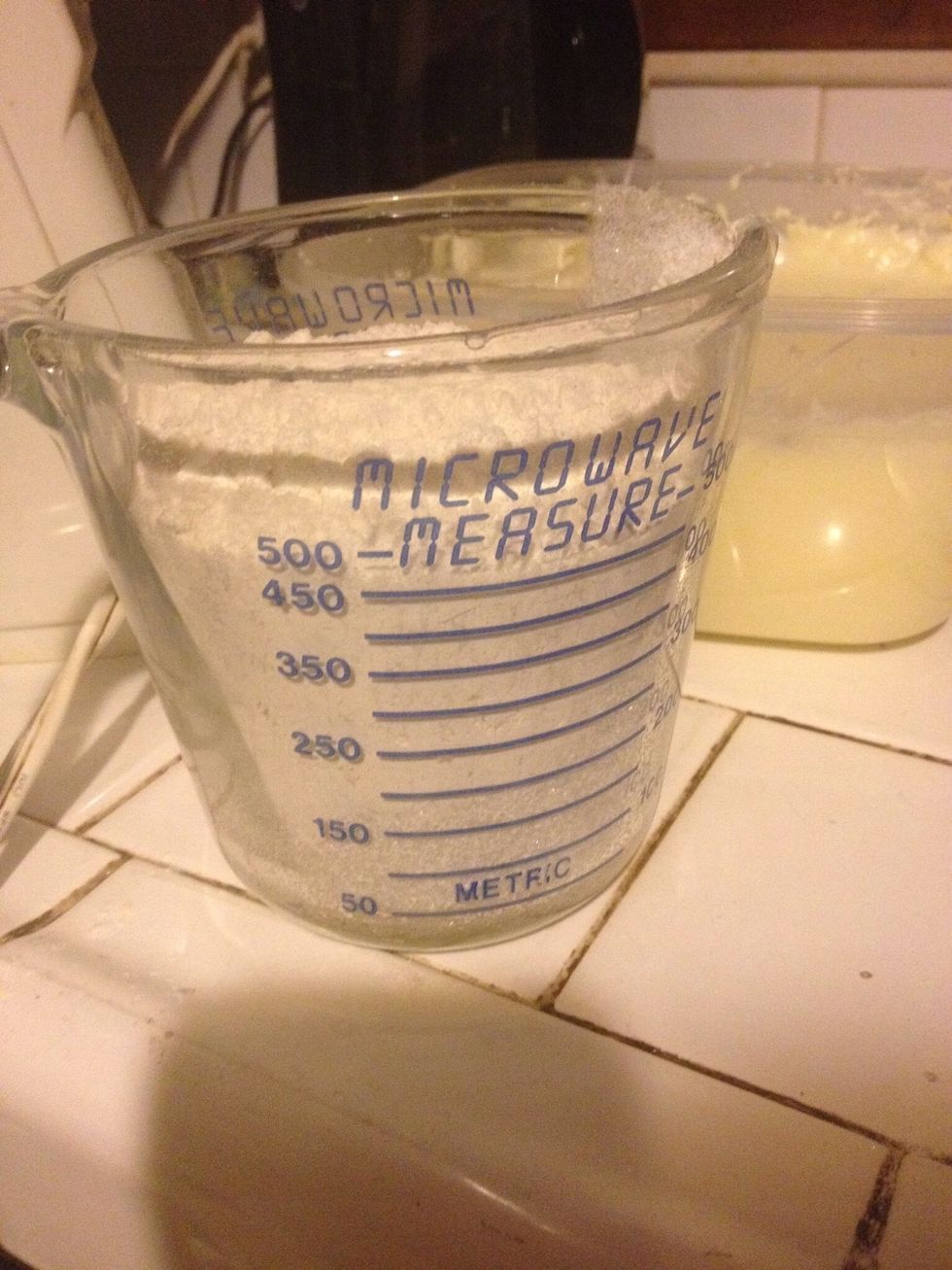 Measure 3 cups of flour