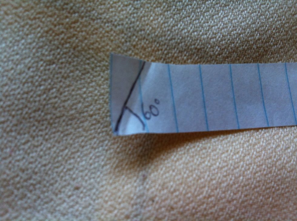 Measure 60 degrease or eye ball it and make a fold there