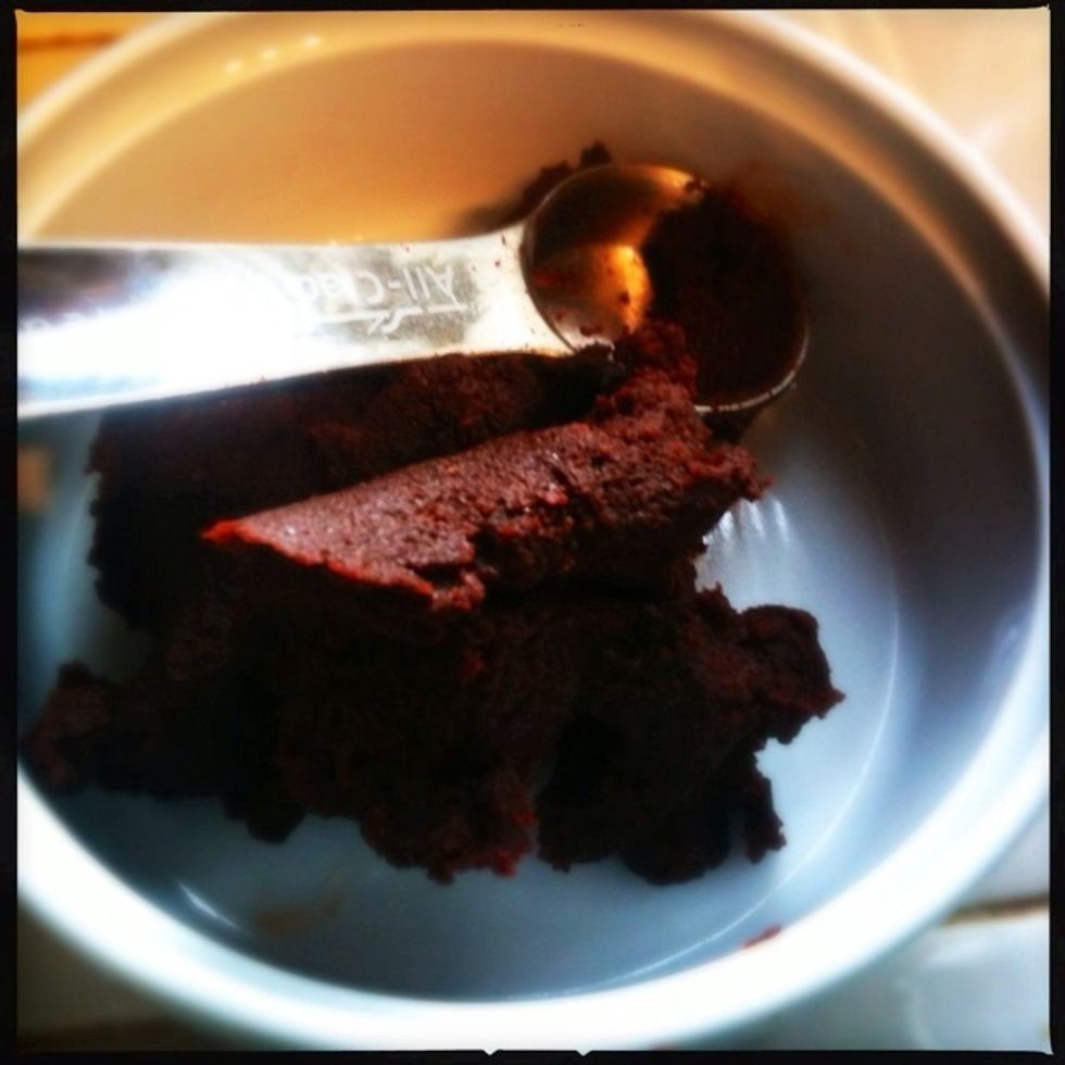 Measure about 3 tablespoons of Thai red curry paste (More or less to taste).