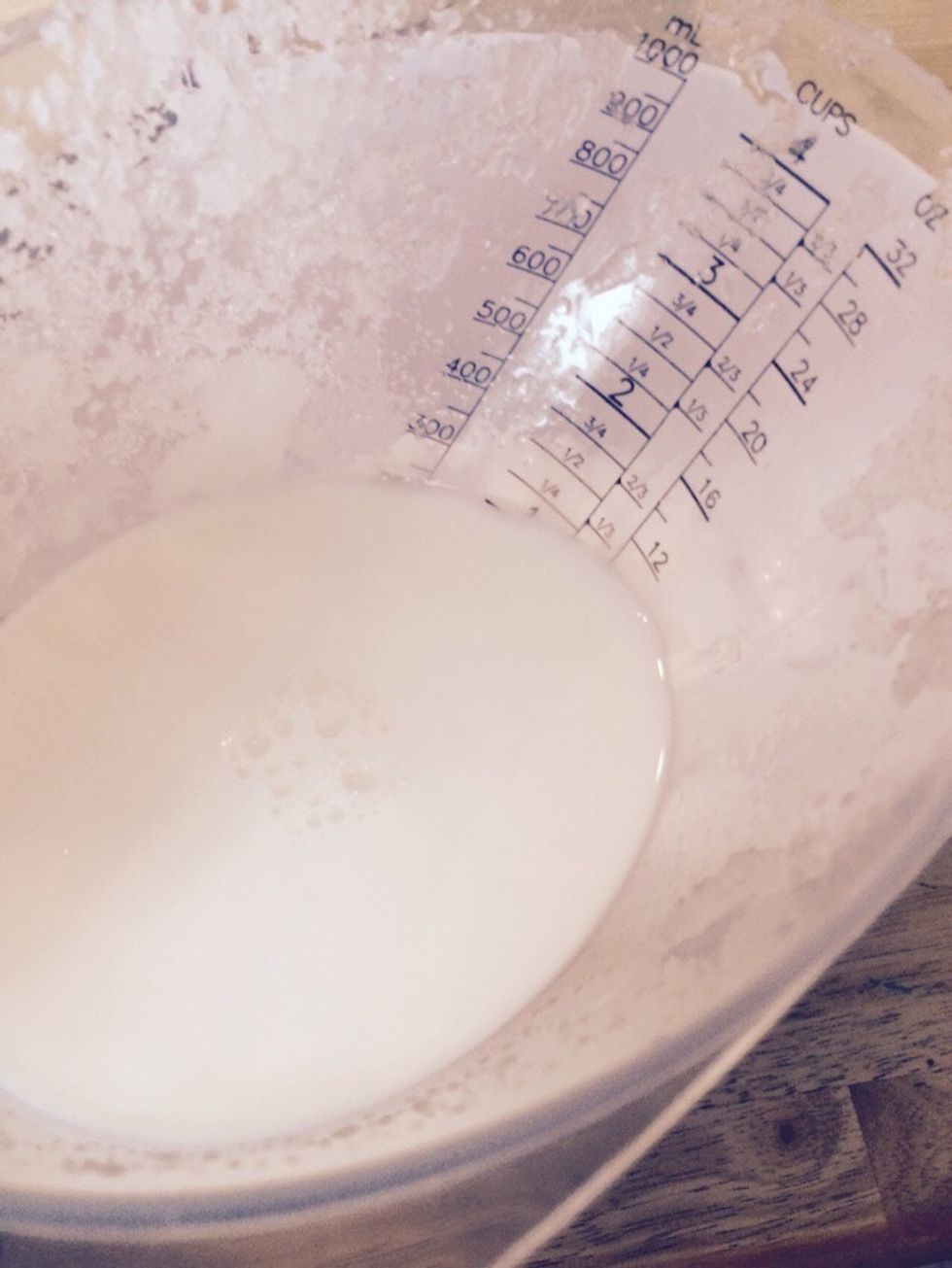Measure and add 1 cup milk.