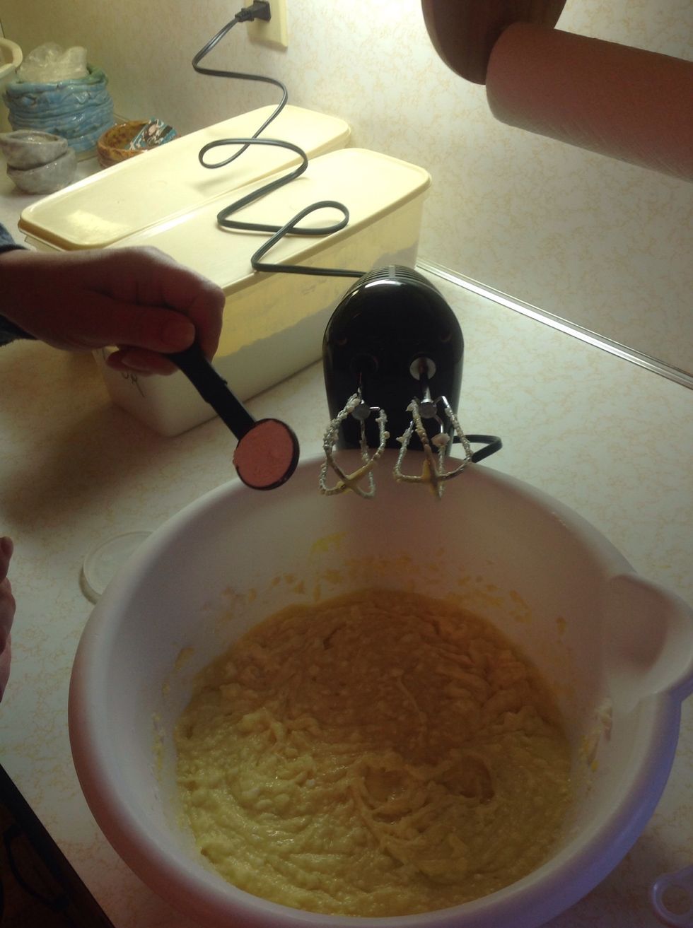 Measure and add the baking powder.
