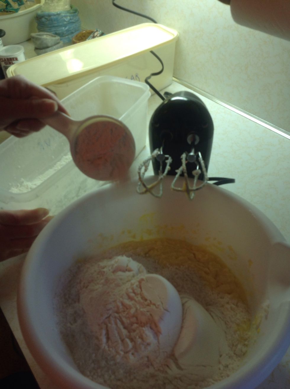 Measure and add the flour.