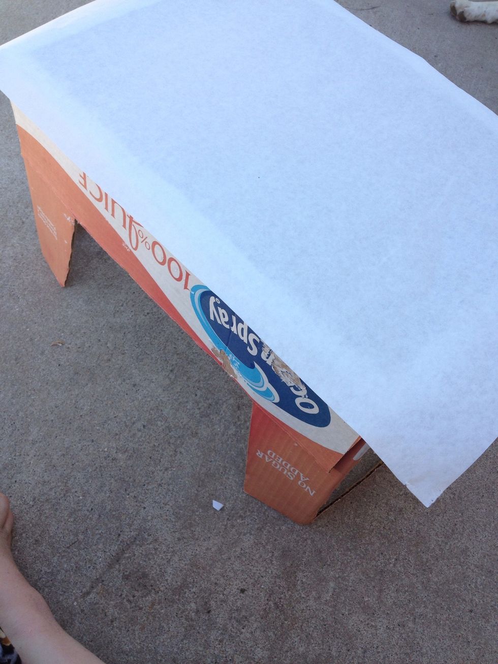 Measure and cut a piece of paper to go over all the edges of your top by an inch.