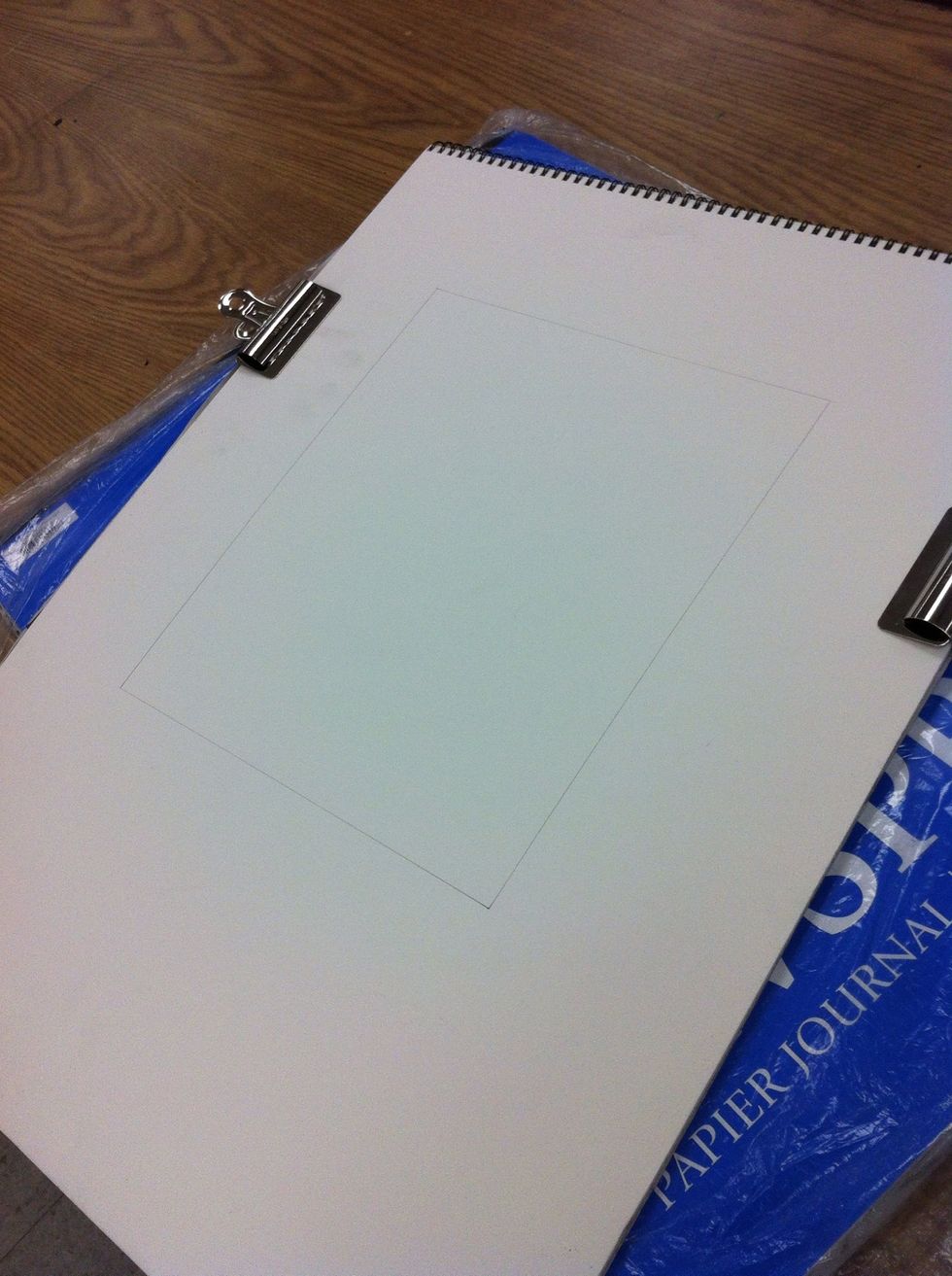 Measure and draw a 10x12 inch rectangle in the center of your paper using your 4H pencil.