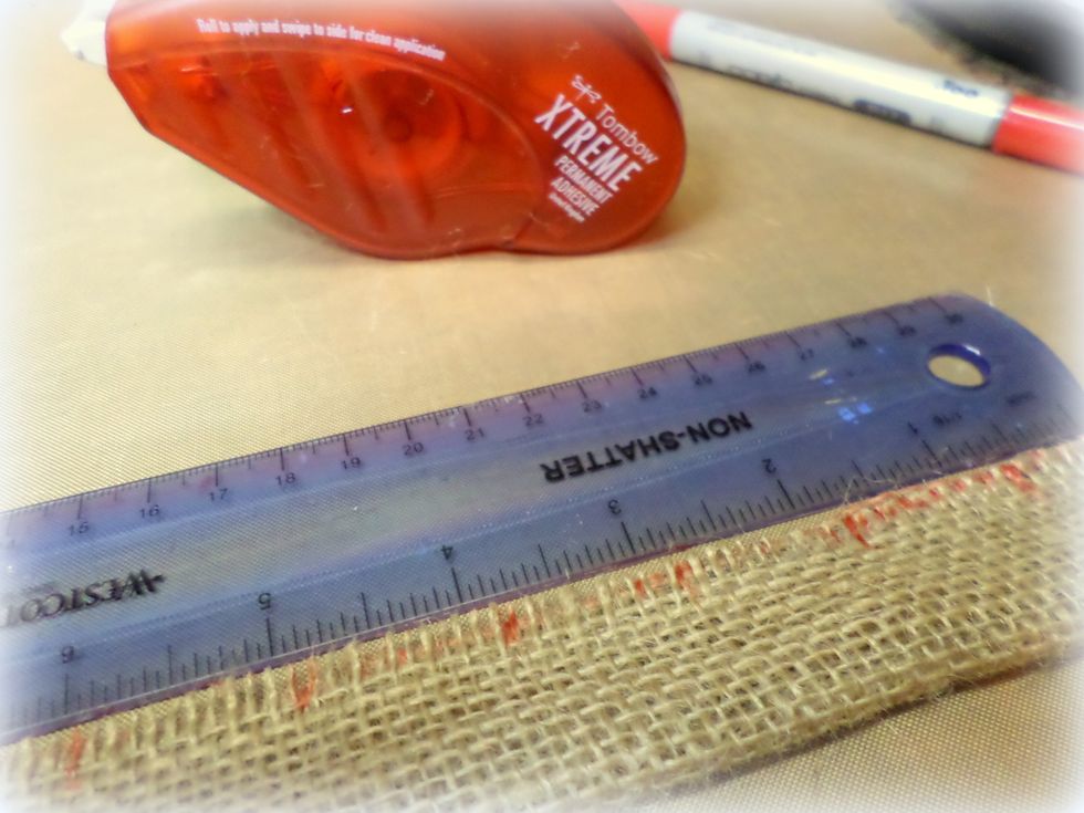 Measure and mark your burlap strip every 1".