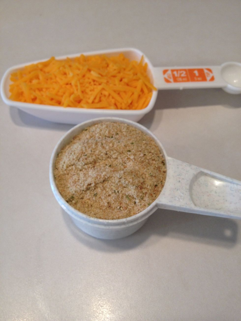 Measure cheese and bread crumbs.  Set aside.