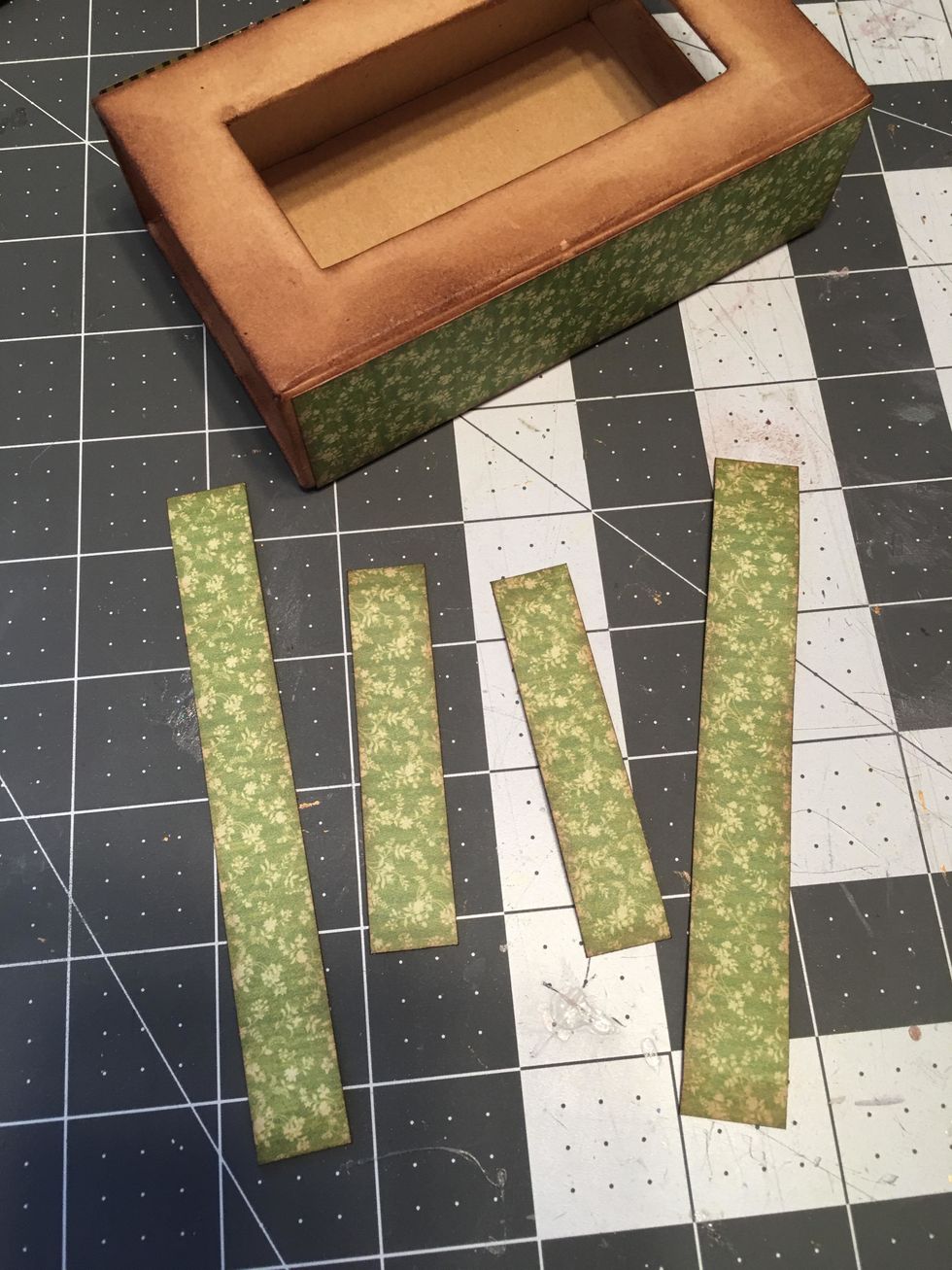 Measure, cut and ink papers for the top of the box as shown.