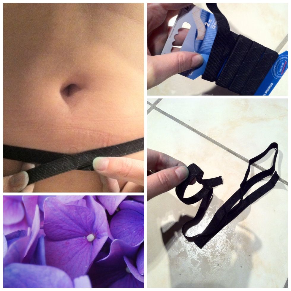 Measure how much elastic band you'll need to wrap around your hip. Leave about 10cm at both ends.