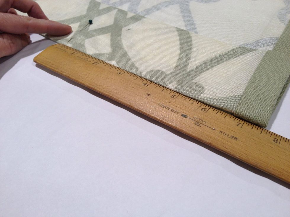 Measure in 7-1/2" from each edge of the shade and mark with a straight pin.