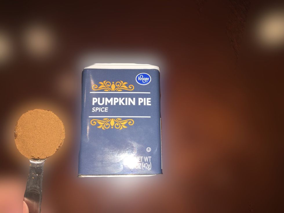 Measure one teaspoon of pumpkin pie spice.