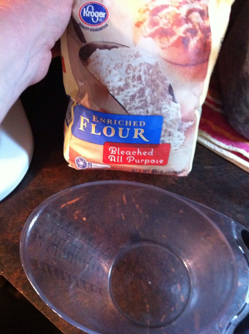 Measure out 1 1/2 cups all purpose flour.