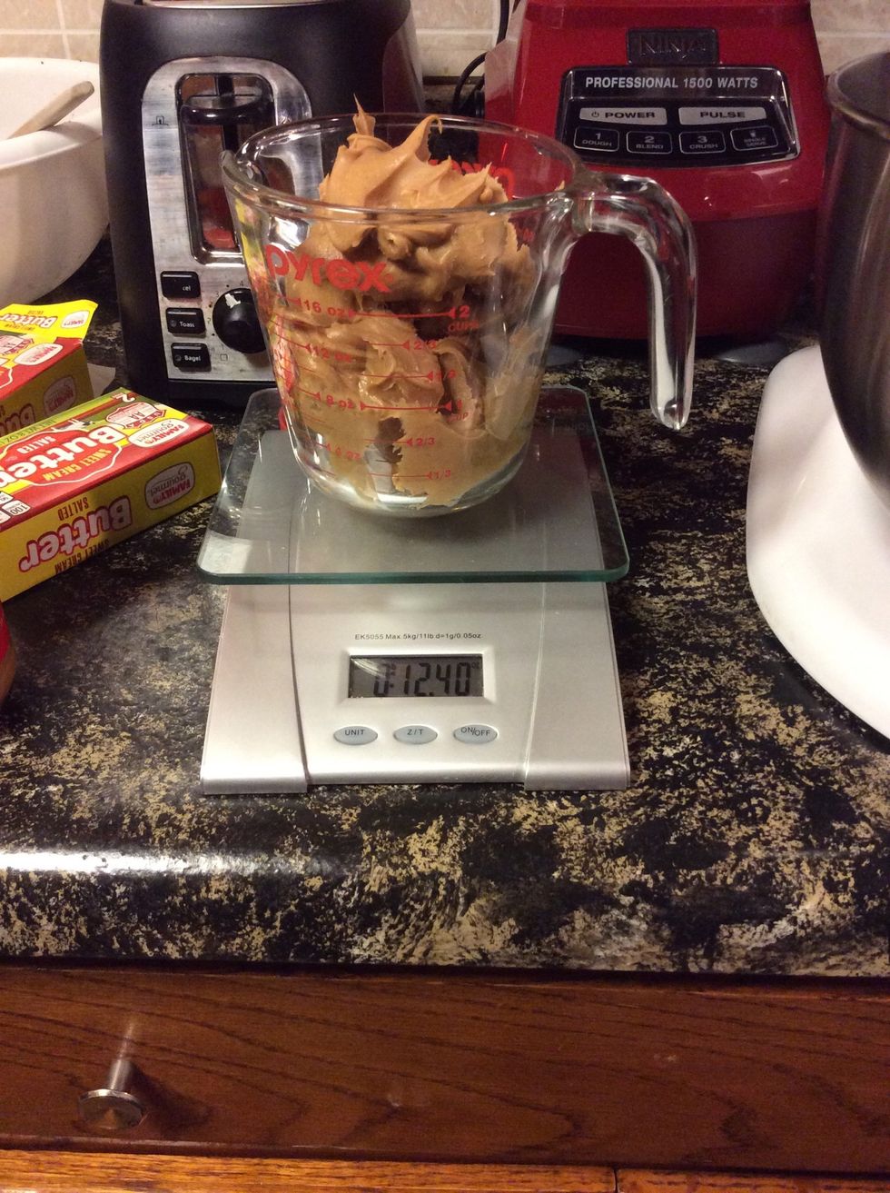 Measure out 1 1/2 cups creamy peanut butter