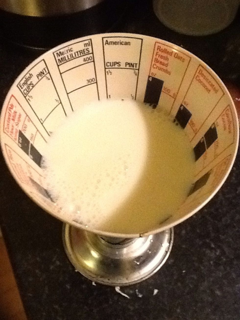 Measure out 1/2 a pint of milk (full fat or semi skimmed)