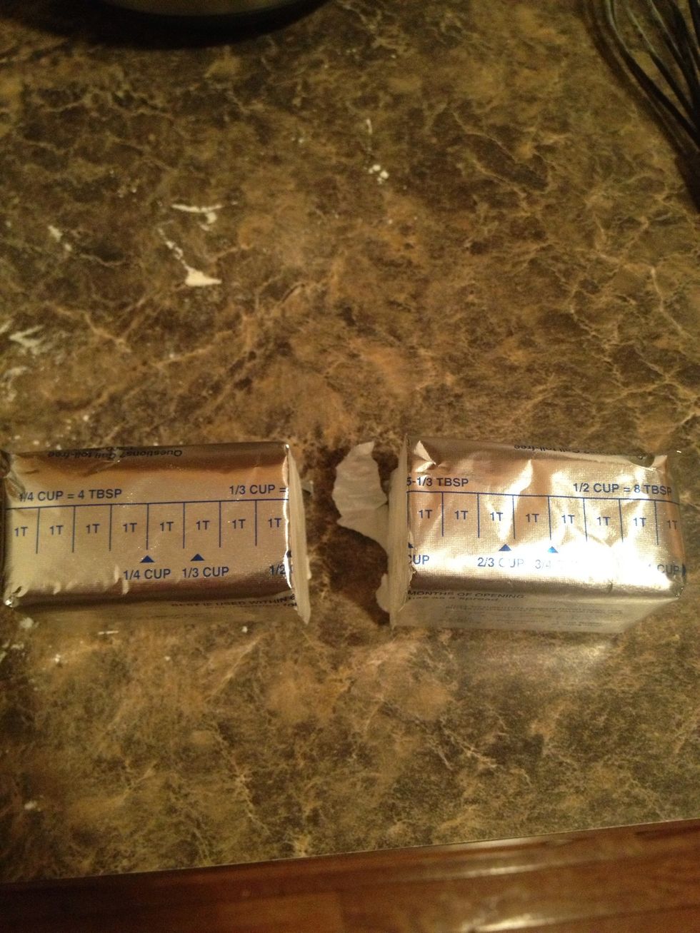 Measure out 1/2 cup of shortening or butter. Using shortening will keep your cake white better then butter.