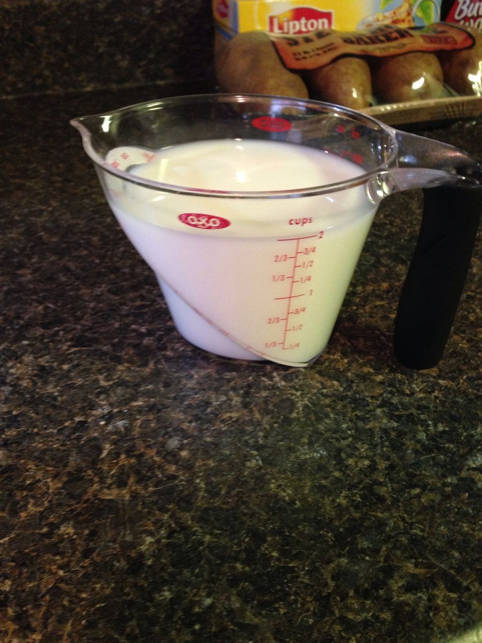 Measure out 1 cup milk & 1 cup water