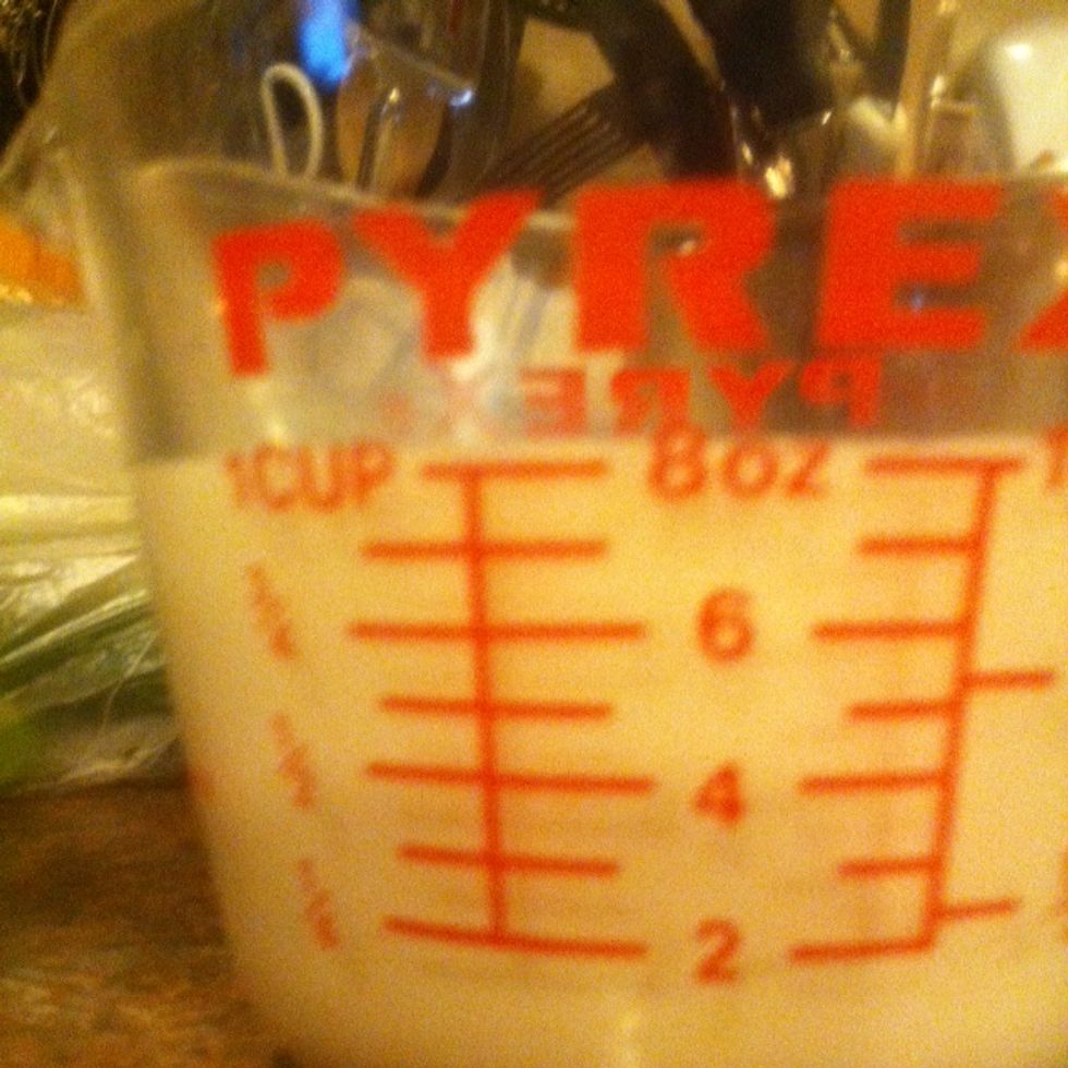 Measure out 2 cups.. I gradually added milk to eggs..
