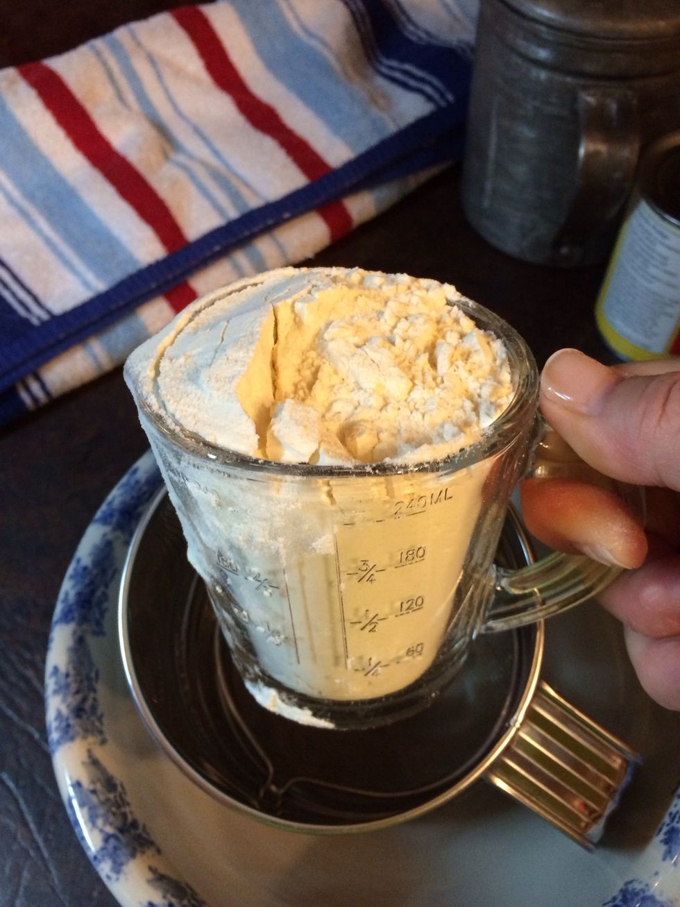 Measure out 2 cups of all purpose flour.