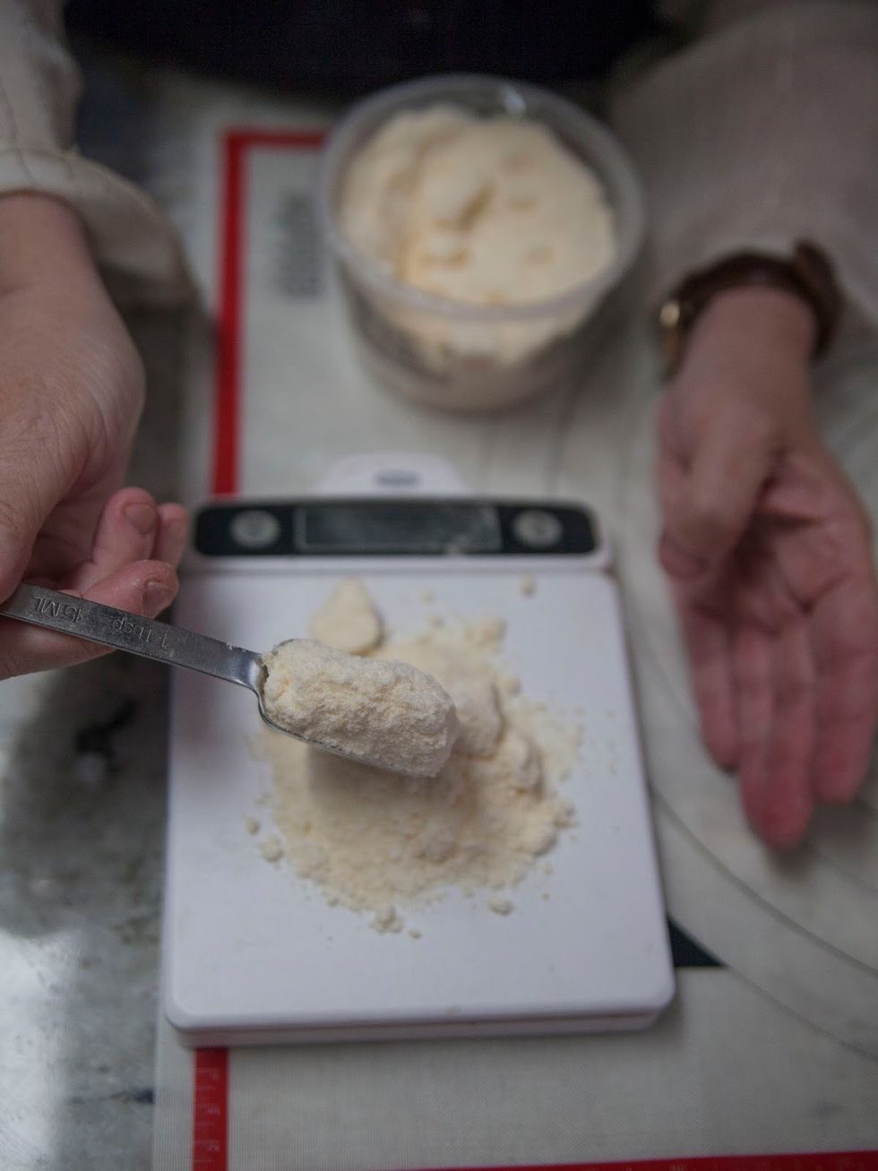 Measure out 3 oz of grated Parmesan, set it aside.